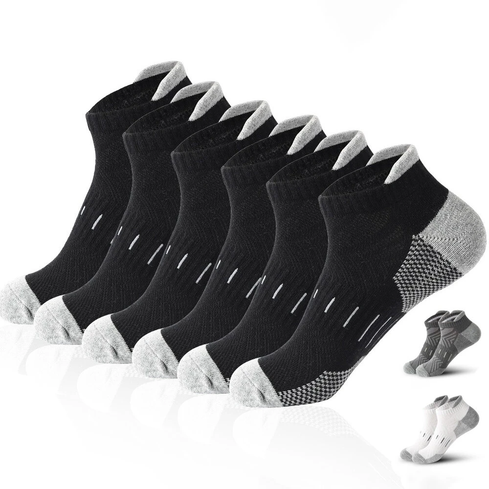 6 Pairs Mens Athletic Ankle Socks Running Cycling Sport Socks Moisture Wicking Cushion High Elastic Short Socks Comfy Breathable Casual Socks (image for) 6 Pairs Mens Athletic Ankle Socks Running Cycling Sport Socks Moisture Wicking Cushion High Elastic Short Socks Comfy Breathable Casual Socks
